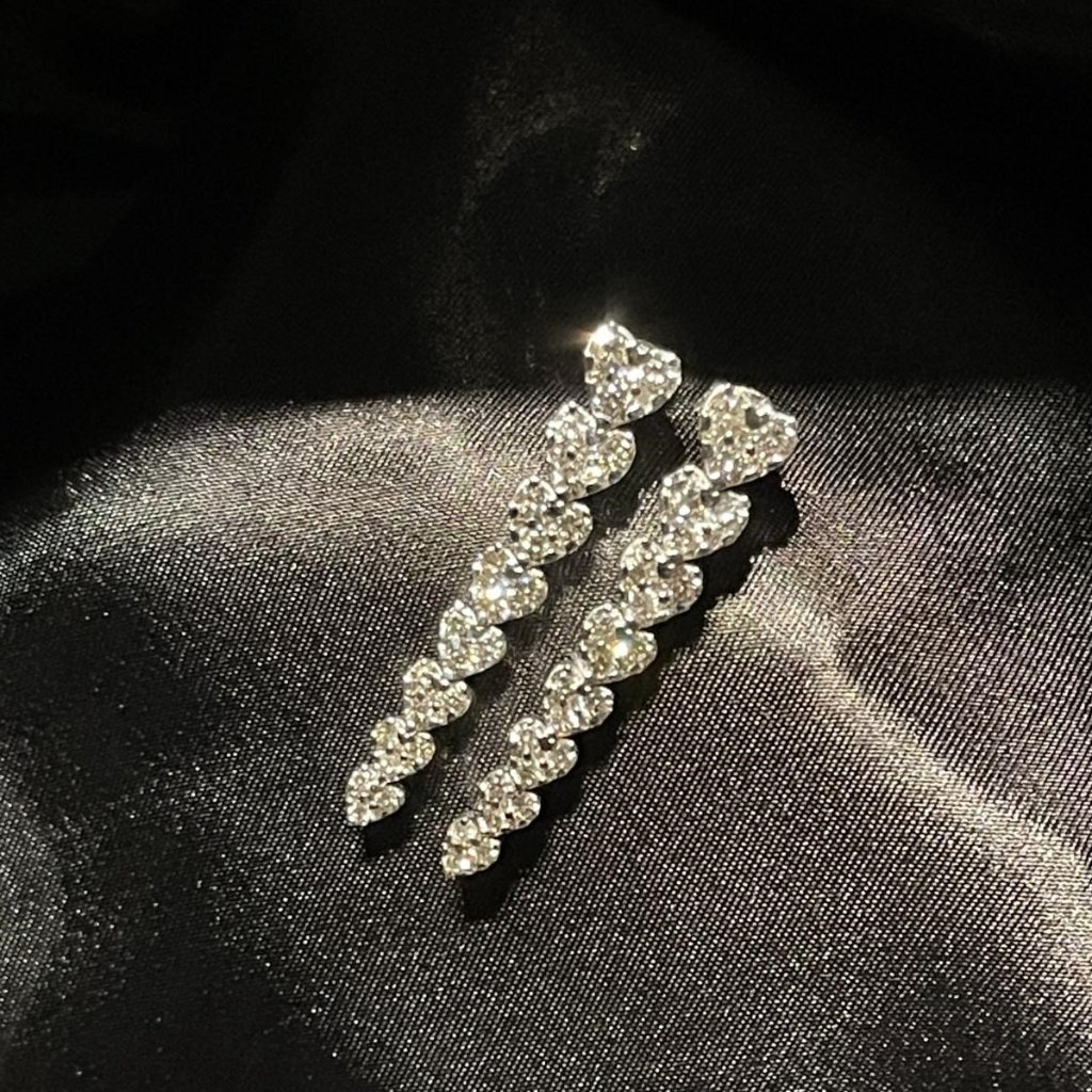 Flawless Heart Diamond 14k (Or 18k Upon Request) White Gold Drop Earrings